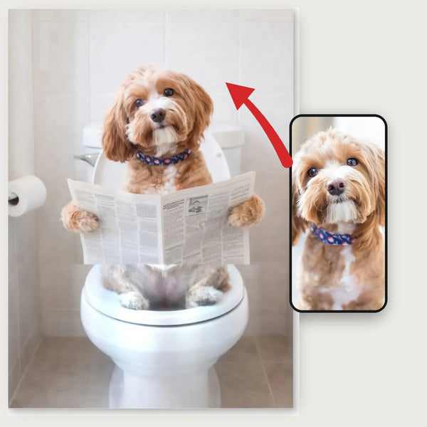 Kæledyr på toilettet – personlig plakat af Pictumi Studio