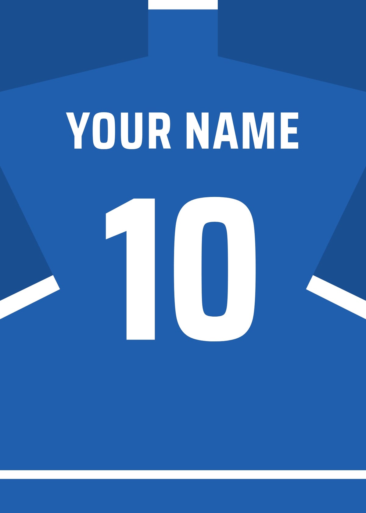 Personalised football shirt poster in Italy's azzurri blue – a name and number on the back