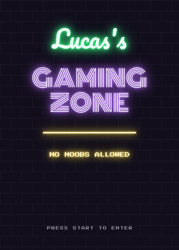 Gaming Zone – Personlig plakat med neonskilt af Pictumi Studio