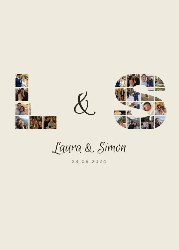 Initials Collage – Personlig fotoplakat til par af Pictumi Studio