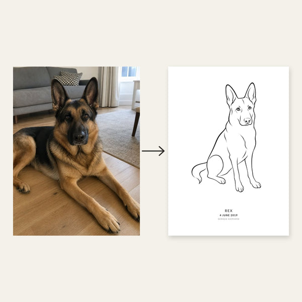 My Dog Line Art – Personlig plakat af Pictumi Studio