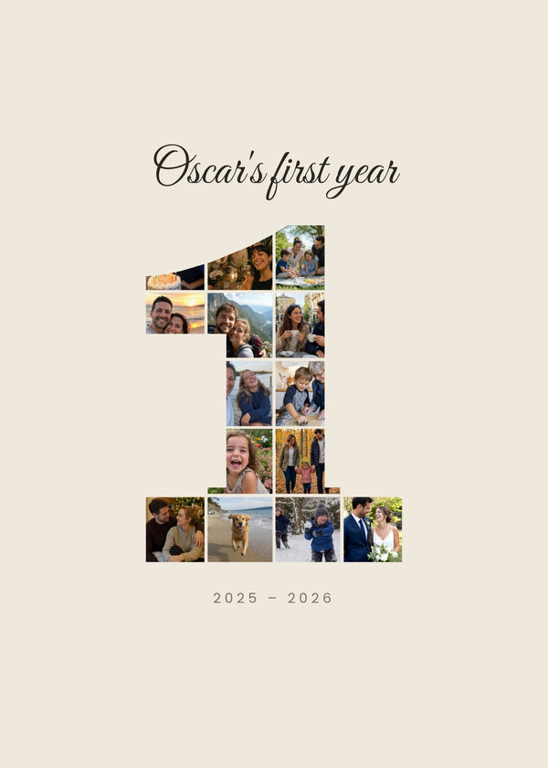 Number Collage – Personlig fødselsdagsplakat med fotos af Pictumi Studio