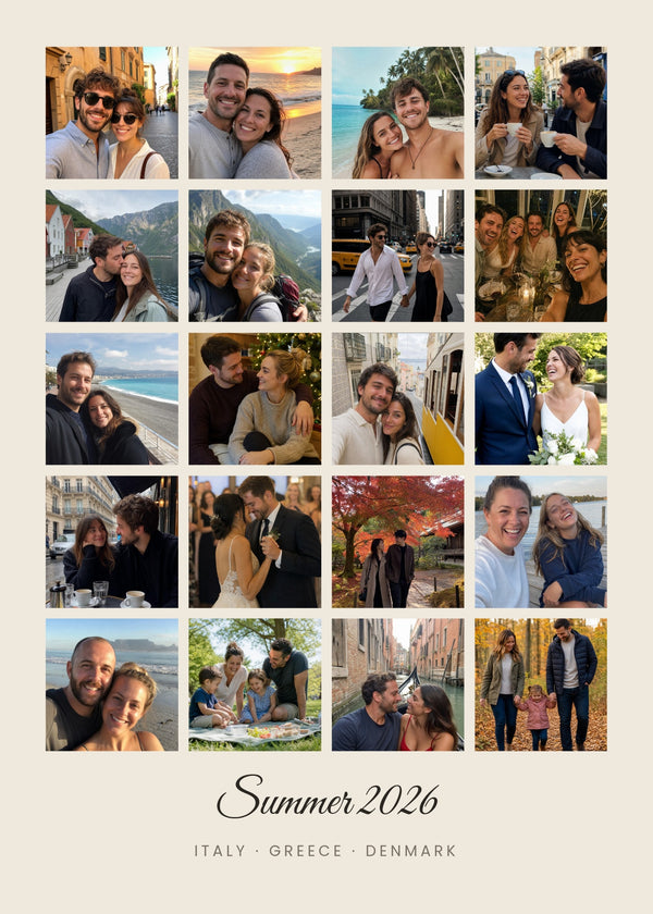 Photo Grid – fotocollage-plakat med 20 billeder af Pictumi Studio