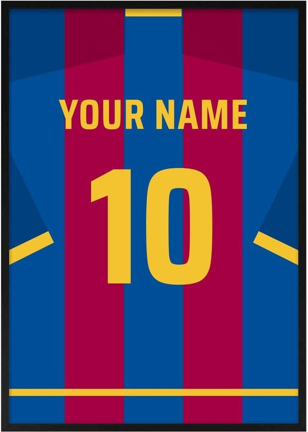 Barcelona – personlig fodboldtrøje-plakat af Pictumi Studio