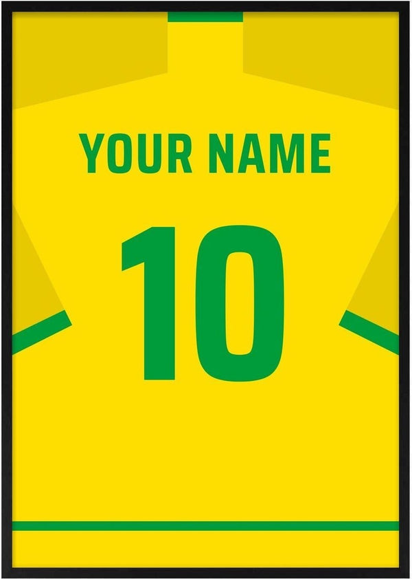 Brasilien – personlig fodboldtrøje-plakat af Pictumi Studio