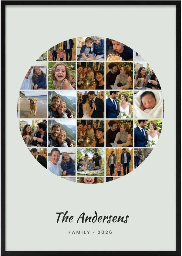 Circle Photo Collage – Personlig familieplakat af Pictumi Studio