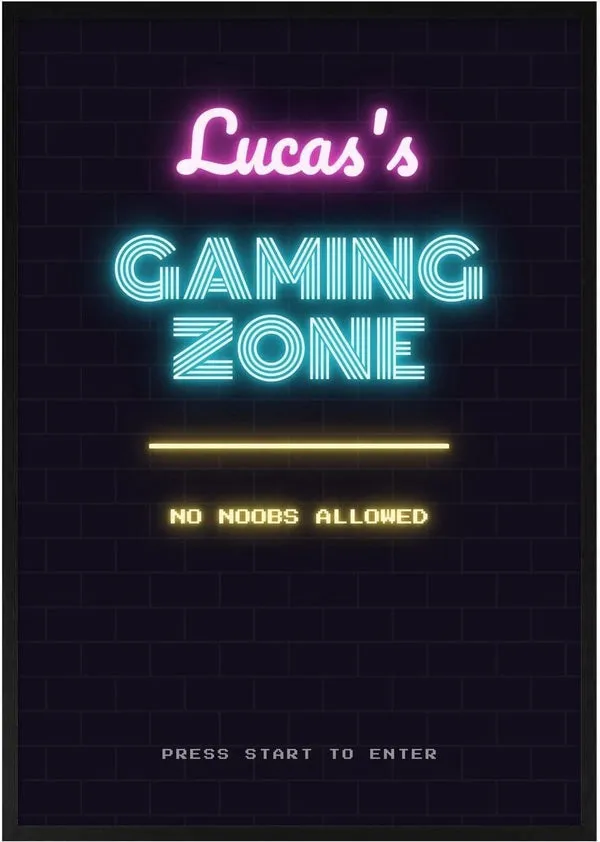 Gaming Zone – Personlig plakat med neonskilt af Pictumi Studio