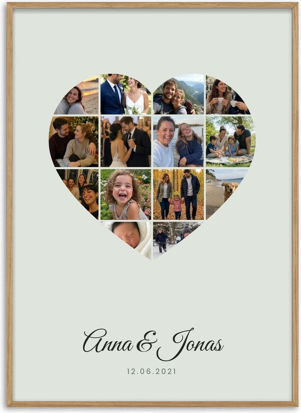 Heart Collage – Fotohjerte med store navne af Pictumi Studio