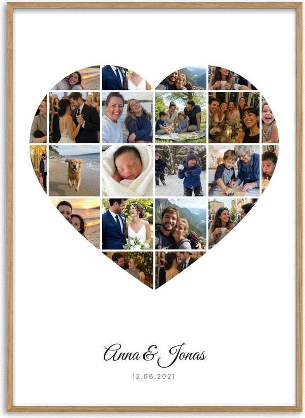 Heart Collage – Personlig fotoplakat af Pictumi Studio