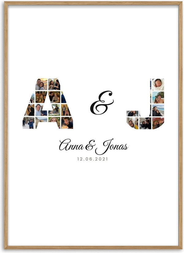 Initials Collage – Personlig fotoplakat til par af Pictumi Studio