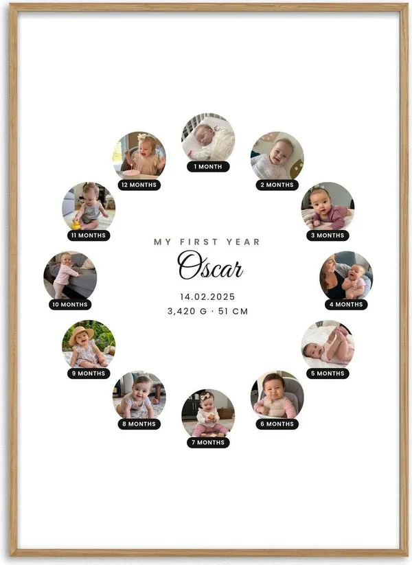 My First Year – Personlig babyplakat med fotos af Pictumi Studio