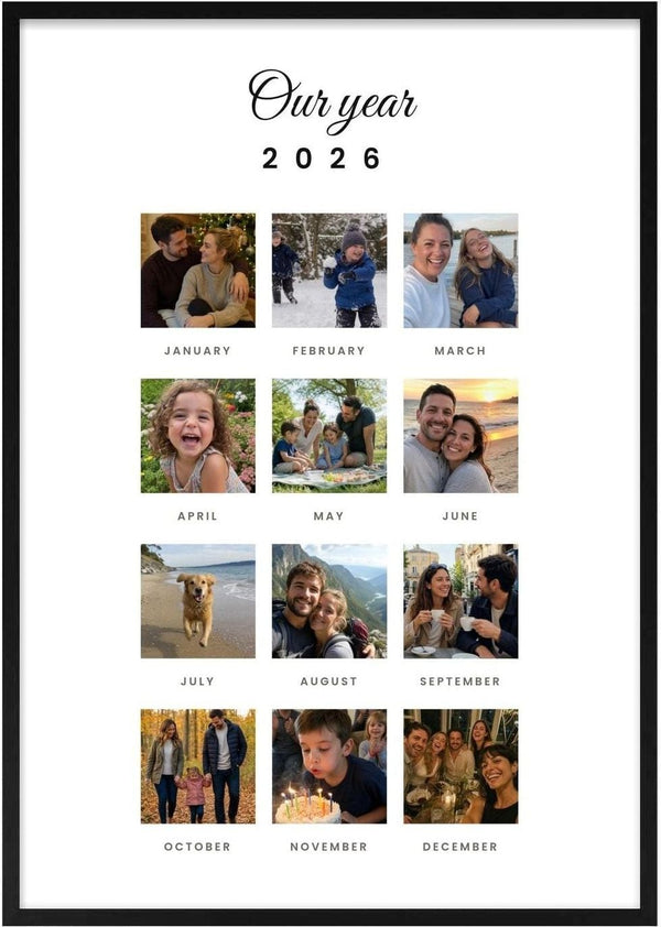 Our Year – Personlig fotoplakat med 12 måneder af Pictumi Studio