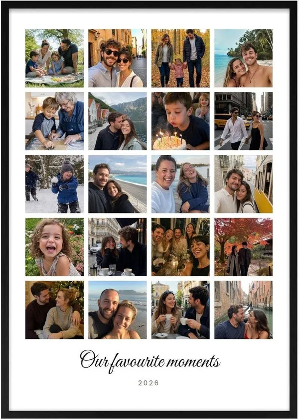 Photo Grid – fotocollage-plakat med 20 billeder af Pictumi Studio