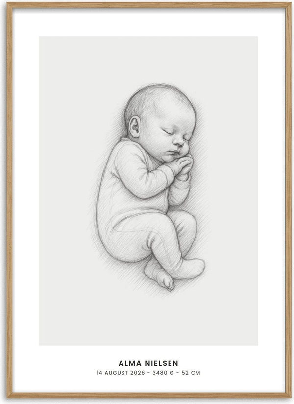 Sleeping Baby – Personlig babyplakat af Pictumi Studio