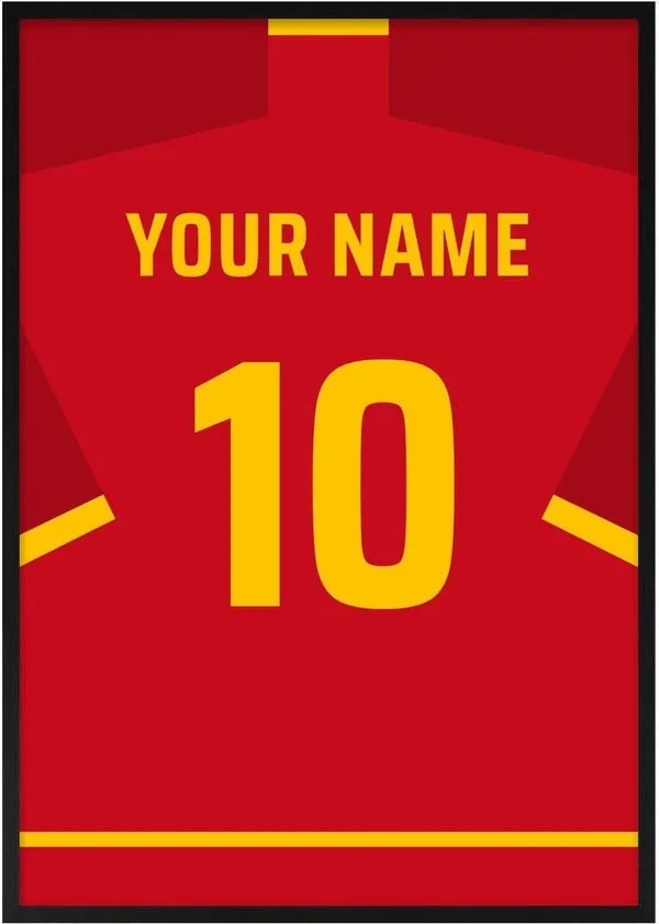 Spanien – personlig fodboldtrøje-plakat af Pictumi Studio