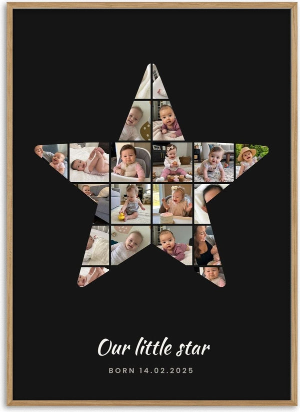 Star Photo Collage – Personlig plakat til baby og børn af Pictumi Studio