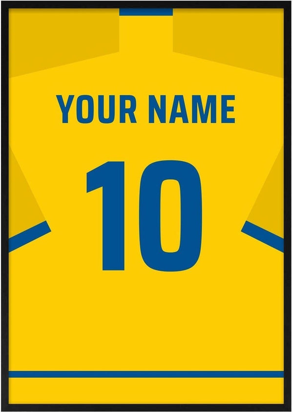 Sverige – personlig fodboldtrøje-plakat af Pictumi Studio