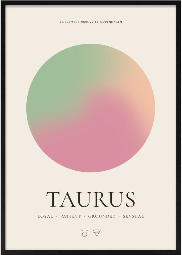 Tyren – Personlig stjernetegnsplakat med aura af Pictumi Studio