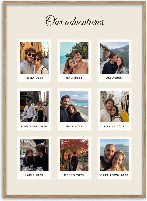 Travel Stamps – Personlig rejseplakat med fotos af Pictumi Studio