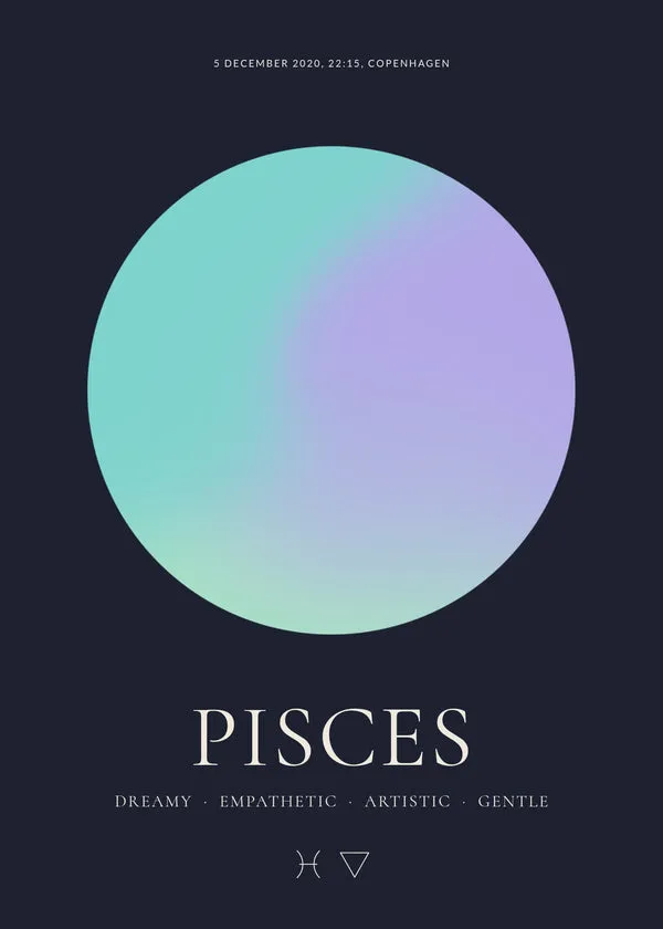 Fiskene – Personlig stjernetegnsplakat med aura af Pictumi Studio