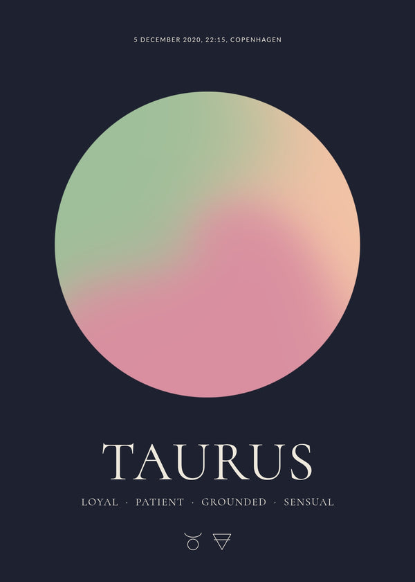 Tyren – Personlig stjernetegnsplakat med aura af Pictumi Studio